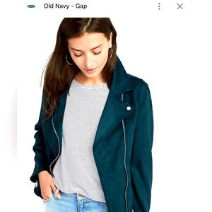 Old Navy Women's Teal Sueded Moto Jacket